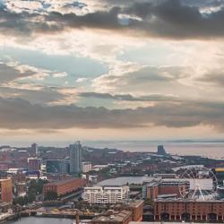 close up of Liverbird and Liverpool waterfront