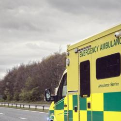 ambulance driving on motorway