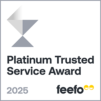 Feefo Platinum Trusted Service Award Badge for 2025